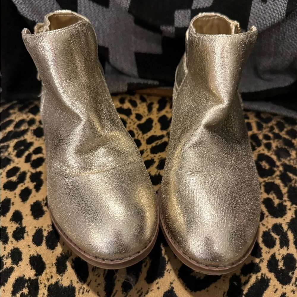 Nina Gold Ankle Boots with Buckles and Zipper